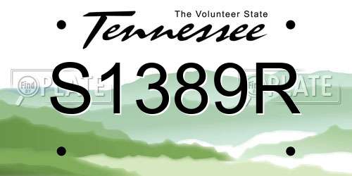 S1389R Tennessee License Plate