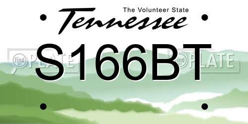 S166BT Tennessee License Plate