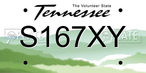 S167XY Tennessee License Plate