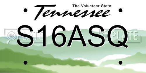 S16ASQ Tennessee License Plate