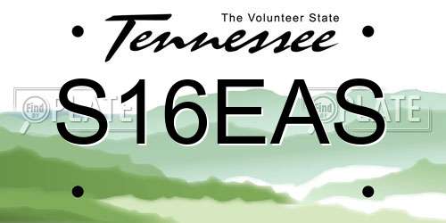 S16EAS Tennessee License Plate