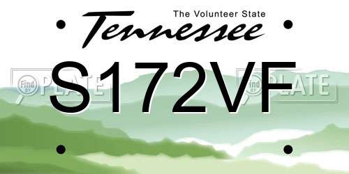 S172VF Tennessee License Plate