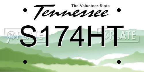 S174HT Tennessee License Plate