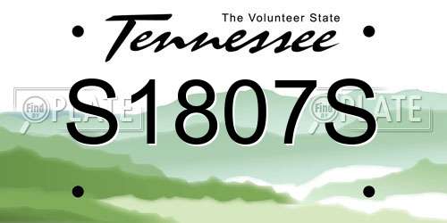 S1807S Tennessee License Plate