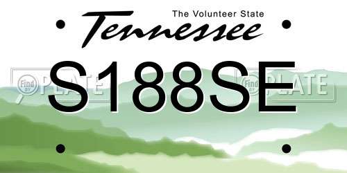S188SE Tennessee License Plate