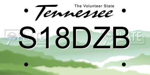 S18DZB Tennessee License Plate