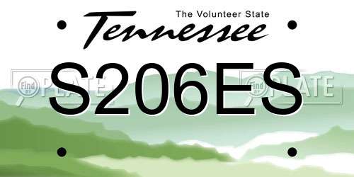 S206ES Tennessee License Plate