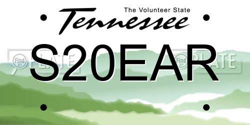 S20EAR Tennessee License Plate