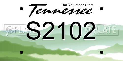S2102 Tennessee License Plate