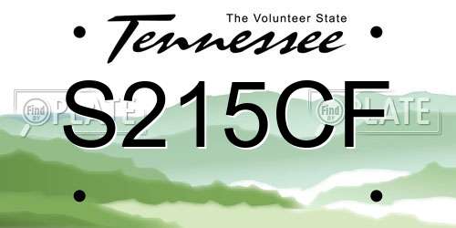 S215CF Tennessee License Plate