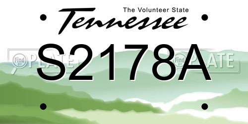 S2178A Tennessee License Plate