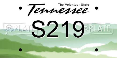 S219 Tennessee License Plate