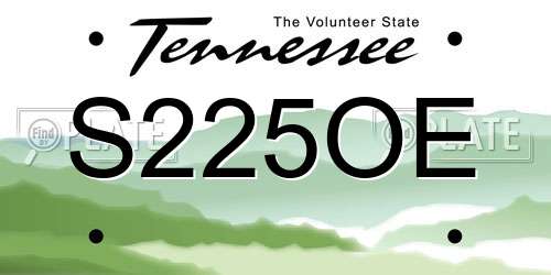 S225OE Tennessee License Plate