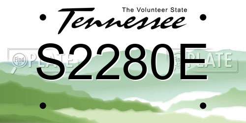 S2280E Tennessee License Plate