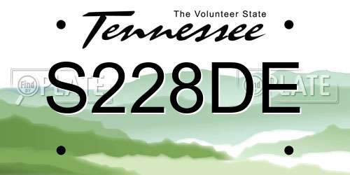 S228DE Tennessee License Plate
