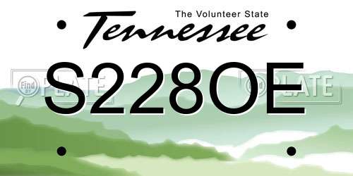 S228OE Tennessee License Plate