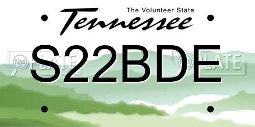 S22BDE Tennessee License Plate