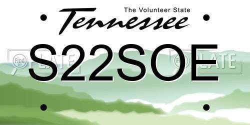 S22SOE Tennessee License Plate