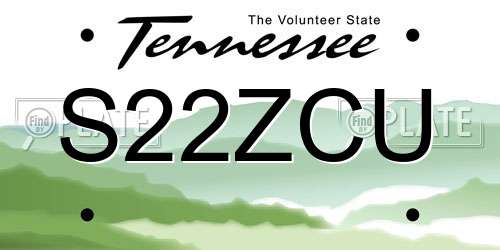 S22ZCU Tennessee License Plate