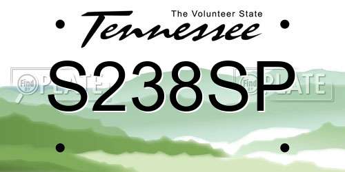 S238SP Tennessee License Plate