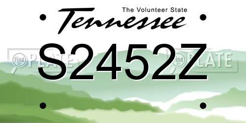 S2452Z Tennessee License Plate