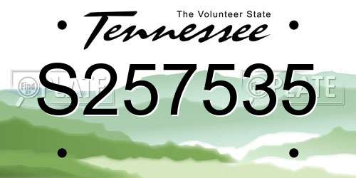 S257535 Tennessee License Plate