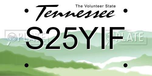 S25YIF Tennessee License Plate