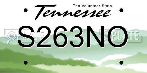 S263NO Tennessee License Plate