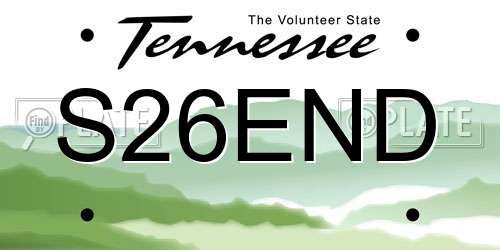 S26END Tennessee License Plate