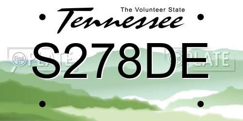 S278DE Tennessee License Plate