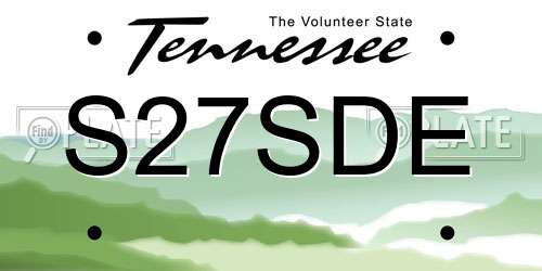 S27SDE Tennessee License Plate
