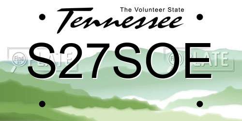S27SOE Tennessee License Plate