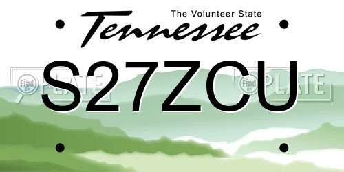 S27ZCU Tennessee License Plate