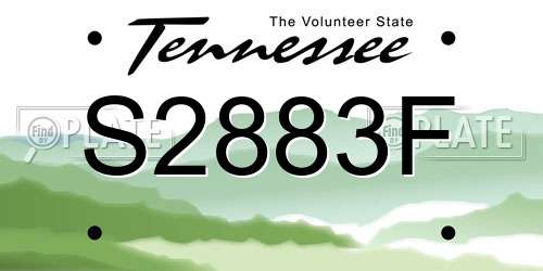 S2883F Tennessee License Plate