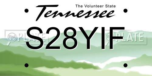 S28YIF Tennessee License Plate