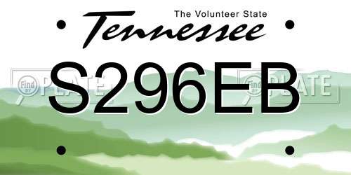 S296EB Tennessee License Plate