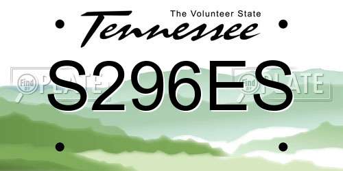 S296ES Tennessee License Plate