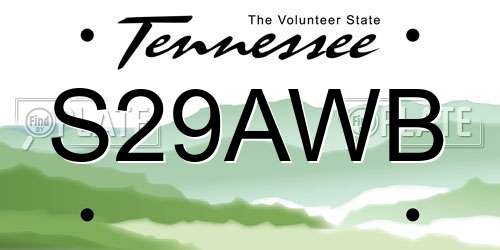 S29AWB Tennessee License Plate