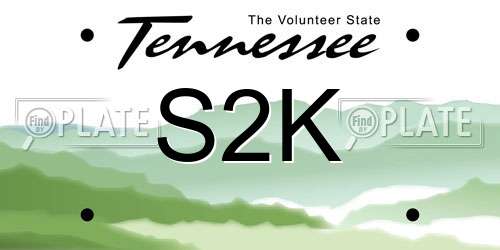 S2K Tennessee License Plate