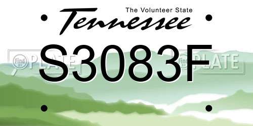 S3083F Tennessee License Plate