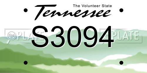 S3094 Tennessee License Plate