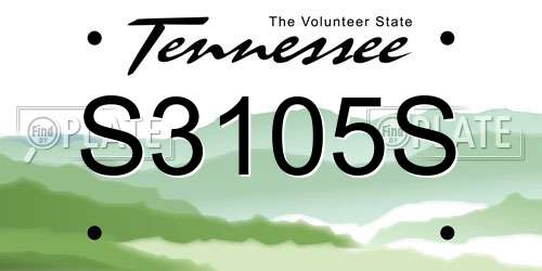 S3105S Tennessee License Plate