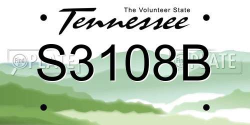 S3108B Tennessee License Plate