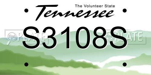 S3108S Tennessee License Plate