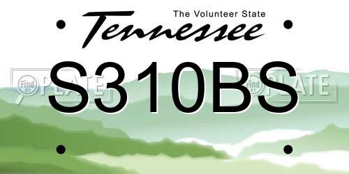 S310BS Tennessee License Plate