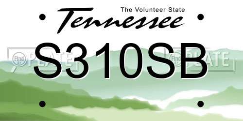S310SB Tennessee License Plate