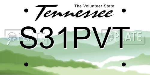 S31PVT Tennessee License Plate