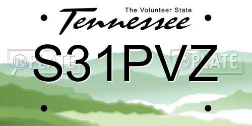 S31PVZ Tennessee License Plate