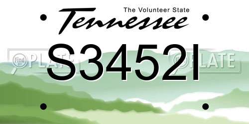 S3452I Tennessee License Plate