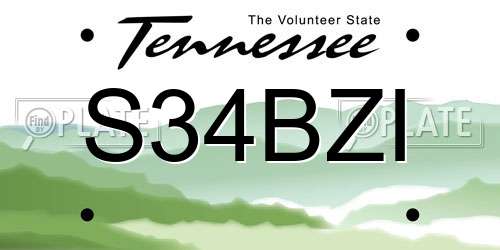S34BZI Tennessee License Plate
